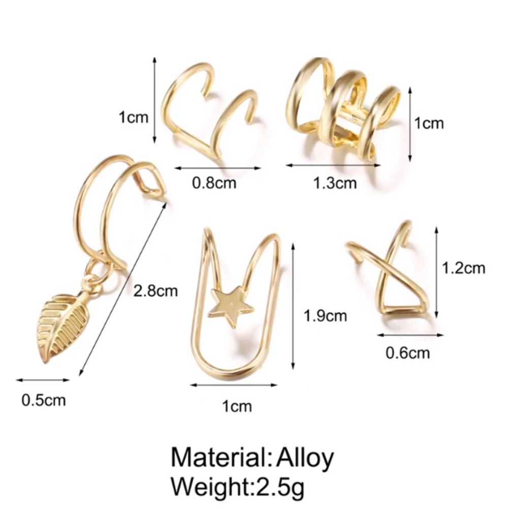 5 Piece Set of Ear Cuffs - Picture 2 of 5
